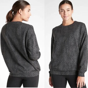 Athleta Studio to Street Pullover Sweatshirt Crewneck Splatter Gray Size S